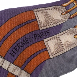 Pre Owned Hermes Multicolor Buckle Printed Silk Twilly Scarf