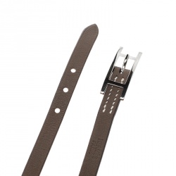 Pre Owned Hermes Hapi 3 Etoupe Leather Palladium Plated Wrap Bracelet S