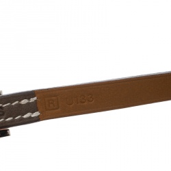 Pre Owned Hermes Hapi 3 Etoupe Leather Palladium Plated Wrap Bracelet S