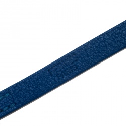 Pre Owned Hermes Hapi 3 Blue Leather Palladium Plated Wrap Bracelet S