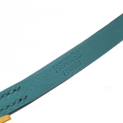 Pre Owned Hermes Hapi 3 Light Blue Leather Gold Plated Wrap Bracelet S