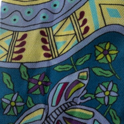 Pre Owned Hermes Blue Floral and Animal Printed Silk Twilly Scarf