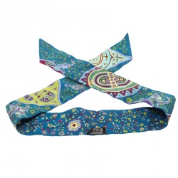 Pre Owned Hermes Blue Floral and Animal Printed Silk Twilly Scarf