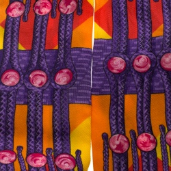 Pre Owned Hermes Multicolor Tassel Printed Silk Twilly Scarf