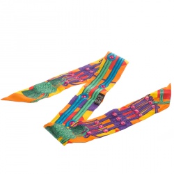 Pre Owned Hermes Multicolor Tassel Printed Silk Twilly Scarf