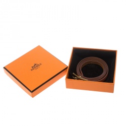 Pre Owned Hermes Hapi 3 Orange Leather Gold Plated Wrap Bracelet S