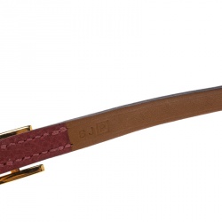 Pre Owned Hermes Hapi 3 Red Leather Gold Plated Wrap Bracelet S