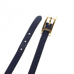 Hermes Hapi 3 Blue Leather Gold Plated Wrap Bracelet M