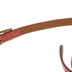 Pre Owned Hermes Hapi 3 Pink Leather Gold Plated Wrap Bracelet M