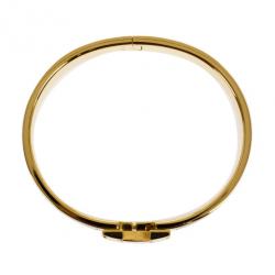 Hermes Clic Clac H Cream Enameled Gold Plated Bracelet GM