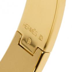 Hermes Clic Clac H Cream Enameled Gold Plated Bracelet GM