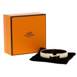 Hermes Clic Clac H Cream Enameled Gold Plated Bracelet GM