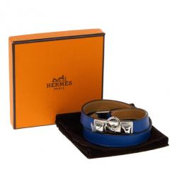 Pre Owned Hermes Swift Rivale Double Tour Electric Blue Bracelet M