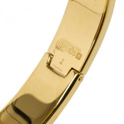 Pre Owned Hemes Clic Clac H Light Blue Enamel Gold Plated Bracelet PM