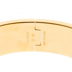 Pre Owned Hermes Clic Clac H Gold Plated Orange Enamel Bracelet