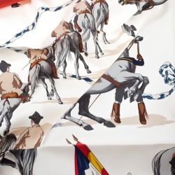 Pre Owned Hermes Real Escuela Andaluza Del Arte Ecuestre Red Printed Silk Square Scarf