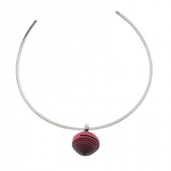 Pre Owned Hermes Jojoba Pink Leather Ball Steel Choker Necklace