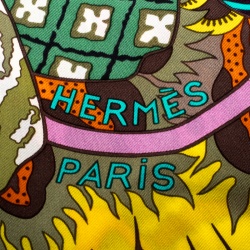 Pre Owned Hermes Blue Fleurs D'Indiennes Printed Silk Square Scarf