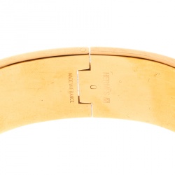 Pre Owned Hermes Clic Clac H Sun Yellow Enamel Gold Plated Wide Bracelet GM