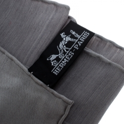 Hermes Grey Faconnee Grand H Pattern Silk and Wool Scarf