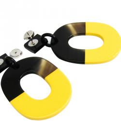 Pre Owned Hermes Isthme Two Tone Lacquer Buffalo Horn Drop Earrings
