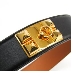 Pre Owned Hermes Black Leather Collier de Chien Medor Belt 65