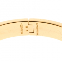 Pre Owned Hermes Clic Clac H Red Enamel Gold Plated Narrow Bracelet PM
