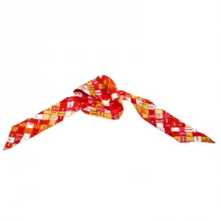 Pre Owned Hermes Bolduc Multicolor Checked Silk Twilly