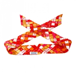 Pre Owned Hermes Bolduc Multicolor Checked Silk Twilly