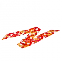 Pre Owned Hermes Bolduc Multicolor Checked Silk Twilly