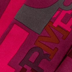 Pre Owned Hermes Capitals Purple Printed Silk Twilly