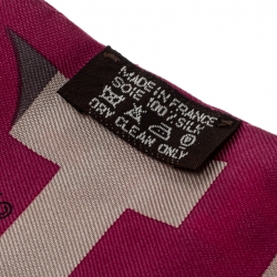 Pre Owned Hermes Capitals Purple Printed Silk Twilly