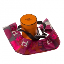 Pre Owned Hermes Capitals Purple Printed Silk Twilly
