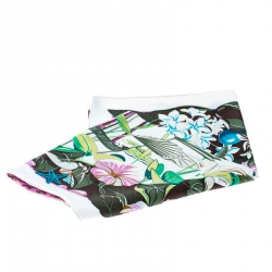 Pre Owned Hermes Flamingo Party White Printed Silk Square Scarf
