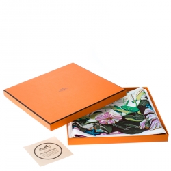 Pre Owned Hermes Flamingo Party White Printed Silk Square Scarf