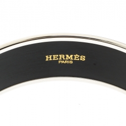 Pre Owned Hermes Capitales Multicolored Enamel Palladium Plated Wide Bracelet