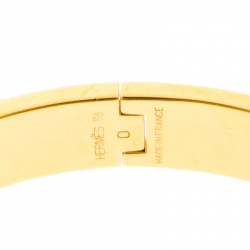 Pre Owned Hermes Clic Clac H White Enamel Gold Tone Narrow Bracelet PM