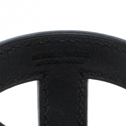 Pre Owned Hermes Ano Black Leather Adjustable Cuff Bracelet
