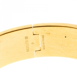 Pre Owned Hermes Clic Clac H Red Enamel Gold Plated Wide Bracelet GM