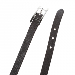 Pre Owned Hermes Hapi 3 Grey Leather Palladium Plated Wrap Bracelet S