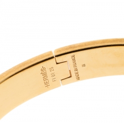 Pre Owned Hermes Clic Clac H White Enamel Rose Gold Plated Narrow Bracelet PM