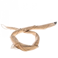 Pre Owned Hermes Gold Lurex Detail Carriage Pattern Glitter Square Scarf