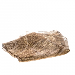 Pre Owned Hermes Gold Lurex Detail Carriage Pattern Glitter Square Scarf