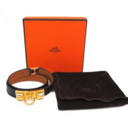 Pre Owned Hermes Rivale Double Tour Leather Bracelet