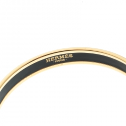 Pre Owned Hermes Balcons Du Guadalquivir Printed Enamel Gold Plated Bangle Bracelet