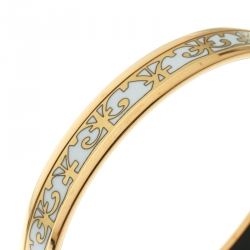 Pre Owned Hermes Balcons Du Guadalquivir Printed Enamel Gold Plated Bangle Bracelet