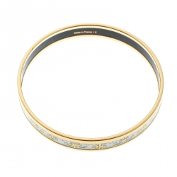 Pre Owned Hermes Balcons Du Guadalquivir Printed Enamel Gold Plated Bangle Bracelet