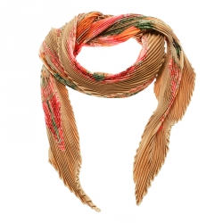 Pre Owned Hermes Multicolor Amazonia Printed Plisse Silk Diamond Scarf