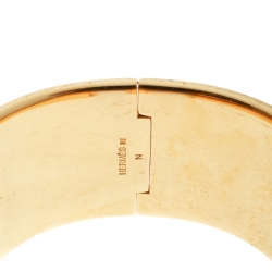 Pre Owned Hermes Clic Clac H Black Enamel Gold Plated Extra Wide Bracelet GM