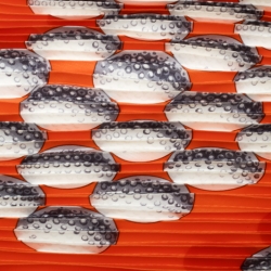 Pre Owned Hermes Orange Balles de Golf Printed Plisse Silk Diamond Scarf